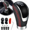 Qooloo Schalthebelknopf 5 Gang, PU Leder Universalschaltkopf, Schaltknauf mit 4-Adaptern für 8mm 10mm 11mm 12mm Port, für Autos mit Schaltgetriebe Manual Automotive Gear Stick Schaltknauf (Rot)