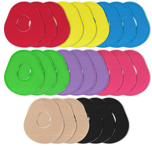 Huakaile 24 Pack GOLD Adhesive Patches, Breathable Waterproof Over Patches Sensor, 15-Day Continuous Glucose Monitor Covers (8 Colors)