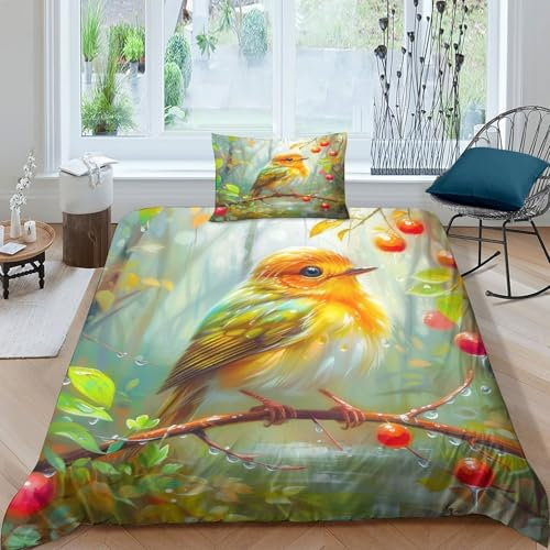 Xiputvl Robin Bettbezug Set Bettwäsche Kinderbettwäsche Reißverschluss Mit Kissenbezug Betten Set Für Jungen Und Mädchen, Kinder Single（135x200cm）