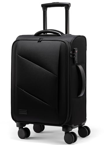 LOVEVOOK Valise Cabine, 55x35x20cm Bagage à Main Léger avec Serrure TSA et 4 Roues, Trolley avec Compartiment pour Ordinateur Portable de 15,6 Pouces, 45L