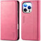 TUCCH Custodia per iPhone 16 Pro 5G, Cover [Blocco RFID] Portafoglio Pelle Sintetica TPU Antiurto, Funzione Supporto Slot Schede Protezione Integrale per iPhone 16 Pro (6,3 pollici, 2024) - Rosa Vif