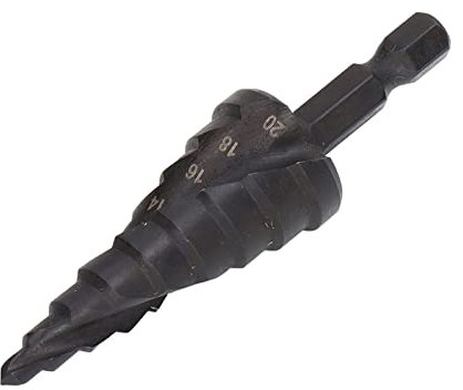 Broca Escalonada HSS, Herramienta de Vástago Hexagonal con Ranura en Espiral M2 Resistente con Punta de 118 Grados para Metal, Madera, Plástico, Taladros Inalámbricos (9 pasos