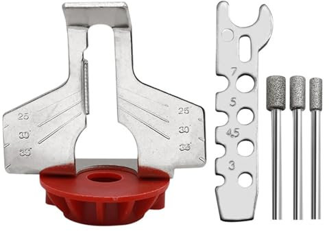 SEIWEI Kettensägen-Schärfaufsatz-Set, Führungsbohrer-Adapter, Kettensägenschärfer, Elektrowerkzeug-Zubehör für die meisten rotierenden Werkzeug-Bits(Rot)