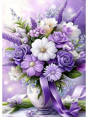 MXJSUA Peinture Diamant Adulte, Bouquet De Fleurs 5D Diamond Painting Complet, Diamant Strass Point de Croix Cristal Painting, Diamant Kit Murale Décoration, 30x40 cm