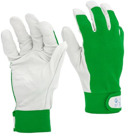 STI Guanti da lavoro in Pelle di Vitello e Cotone antinfortunistica meccanica giardino 8 M 1 Paio