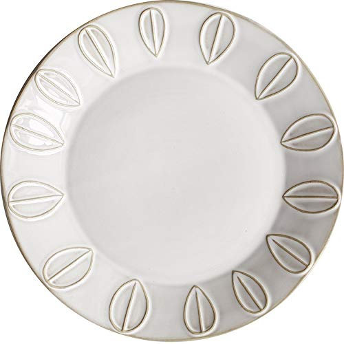 KWMAEEUID Platos de Cena Juego de Platos de cerámica con Relieve Antiguo Blanco Plato Principal de Porcelana Bandeja para Servir Platos de Ensalada de Postre Vajilla Plato de 1 Pieza (Col