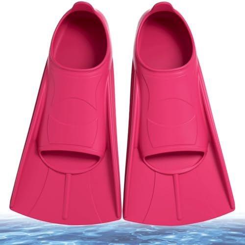 Schwimmflossen Kinder, Silikon Schnorchelflossen Kurz, Kurzflossen Kinder, Kinderflossen Kurze Trainingsflossen Taucherflossen Kurzschwimmflossen für Jungen Mädchen (Rosenrot, S (33-35))