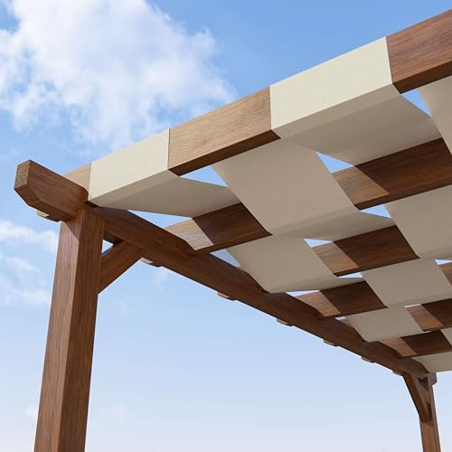 Giuri Tessuti - Fascia Ombreggiante in PVC Oscurante da 610 g/m² con Stampa Effetto Tessuto - Pergola e Gazebo - Telo Copertura ignifugo al Metro Lineare (60 CM, Avana)