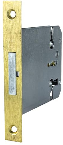 FELGNER Möbeleinsteckschloss | Riegelschloss 0665 mit 3 Zuhaltungen | Einsteckschloss für Möbel | Stulp aus Messing | DIN links/rechts | verschiedenschließend | inkl. 1 Schlüssel | Dornmaß 15 mm