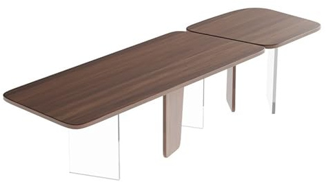 ZENGXJYCQINGJIANG Gaming Desk Modern Rectangle Writing Desk Conference Table, Spacious Black Walnut Wood Home Office PC Workstation(L)