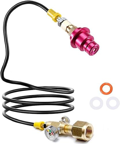 ASOFTY 1,5m Co2 Adapter Hochdruckschlauch mit 2000psi Manometer, Co2 Gas Umfüllschlauch, Unterstützung von Größere Co2 Gasflasche mit Rückströmsperre