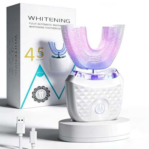 Automatische Ultraschall Zahnbürste, EInnovative U-förmige Elektrische Zahnbürste mit Timer, 360°-Ultraschallreinigung, Wasserdicht IPX7, Ultraschallzahnbürste Für Erwachsene,Effektive Tiefenreinigung