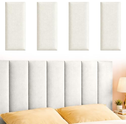 Jinfanshurich Set med 4 självhäftande väggkuddar, 40 x 20 cm, stoppade väggkuddar som huvudgärd och stötskydd, mjuka väggpaneler för säng, barnrum, sovrum