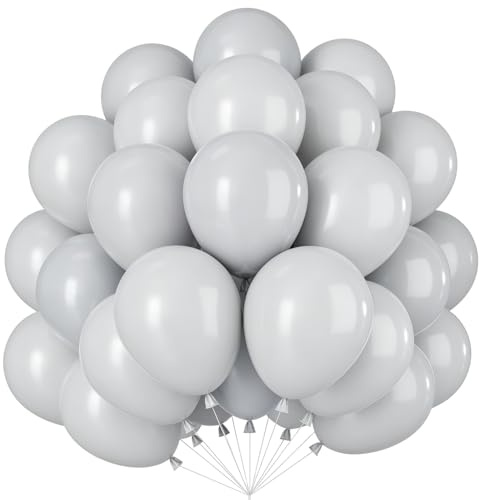 Luftballons Grau, 100er Pack 10 Zoll Graue Latex Ballons, Graue Girlande Helium Luftballon, Matte Grau Girlande Party Ballons Set für Babyparty Hochzeit Valentinstags Geburtstags Party Deko