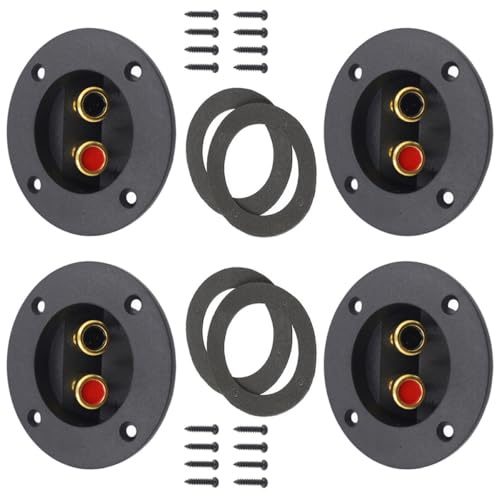 HOMOCONO Spring Loaded Speaker Terminal Connectors Abs and Zinc Alloy Material 4pcs round Quick Disconnect and Easy to Install for Subwoofer and Speaker Boxes Suitable for Car and Ship