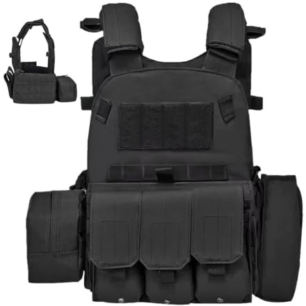 Airsoft Chest Rig Adjustable Multiple Pouches Protective Gear | Plate Carrier Vest for Simulation Paintball Training Hunting Outdoor Cosplay Costume Role Play Combat Battle