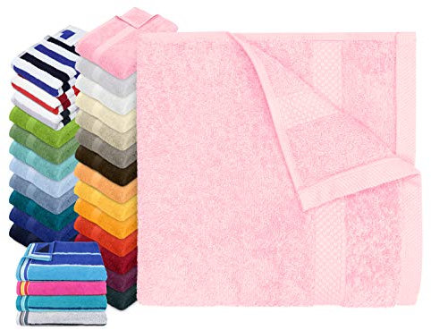 Dyckhoff Traumhaft weiche Bio-Handtuchserie - erhältlich in 22 modischen Unifarben in 7 verschiedenen Größen, sowie 7 Streifen-Variationen, 1 Handtuch 50 x 100 cm, rosa