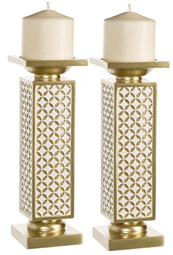 Creative Scents Schonwerk Diamant-Gitter-Stumpenkerzenhalter, Set mit 2 Tafelaufsätzen, Tischdekoration, Heimdekoration für Ess-/Wohnzimmer