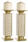 Schonwerk Diamant Gitter Deko Stumpenkerzenhalter 2er Set Funktionelle Tischdekoration - Tafelaufsätze für Esszimmer / Wohnzimmer - Beste Hochzeit / Geburtstag (Gold & Weiß)