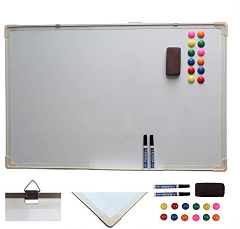 HH Home Hut Large Magnetic Whiteboard - Perfect for Home Office, Gym & Vision Board - 90x60 cm, Wall Mounted White Board, with Erasable Markers Pens - Ideal Notice Board for Office