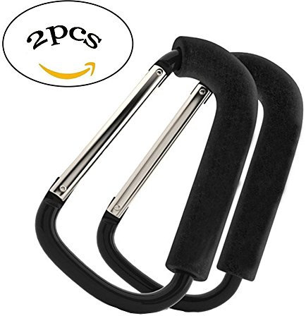 WADY 2pcs Strong Large Durable Buggy Carabiner Hooks Mummy Clip Pushchair Shopping Bag Holder