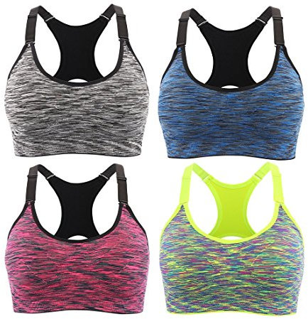 Srizgo Sport BH Damen Yoga BH 4er Pack (XL, Farben-04)
