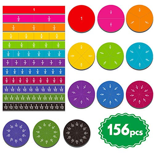 SpriteGru 156 Stück Magnetic Fraction Tiles und Bruchrechenkreise in Regenbogenfarben