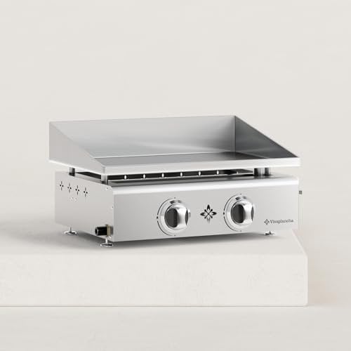 Vivaplancha Plancha Flamenco Gasgrill, Edelstahl, 2-flammig, 5 kW, Antihaftbeschichtung und einfache Reinigung