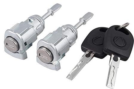Justech 2 x Serratura + 2 x Cilindro Serrature a Cilindro per Portiera Anteriore Sinistra/Destra Auto Serratura a Chiave + 2 xChiavi 604837167/604837168
