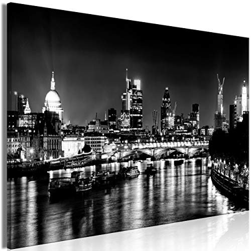 decomonkey Bilder London Stadt 60x40 cm 1 Teilig Leinwandbilder Bild auf Leinwand Vlies Wandbild Kunstdruck Wanddeko Wand Wohnzimmer Wanddekoration Deko Architektur schwarz-weiß