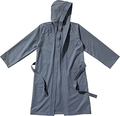 Cocoon Microfiber Bathrobe Ultralight with Hood, L, anchor grey