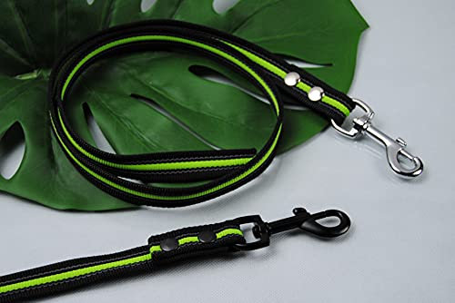 Leine gummiert 1m ohne Schlaufe Neon, Karabiner Silber, Trainingsleine, Kurzleine