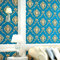 Retro Simplicity 3D fein geprägte PVC-Tapete, europäisches Damast, Schlafzimmer, Wohnzimmer, Fernsehhintergrund, Wandladen, Dekoration, Bekleidungsgeschäft, 1.73'Wx32.8'L Nicht Geklebt (Cyan)