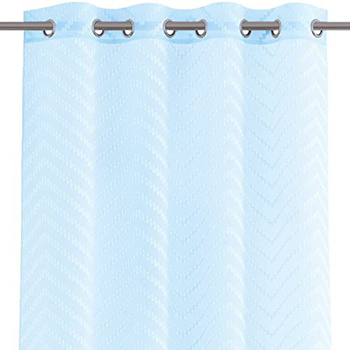 AmeliaHome Gardine 140x250 cm 1 St. Vorhang halbtransparent Ösen Ösenschal Stickerei Molisa Himmelblau