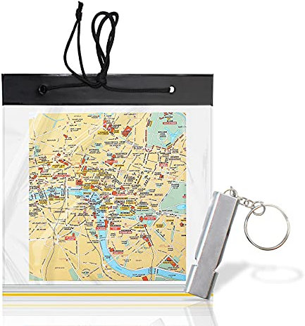 suaywo 31,5 x 28 cm Étui de Carte Géographique Poche Étanche avec Fenêtre Transparente et Sangle de Cou, Pochette Waterproof pour Randonnée, Camping, Voyage