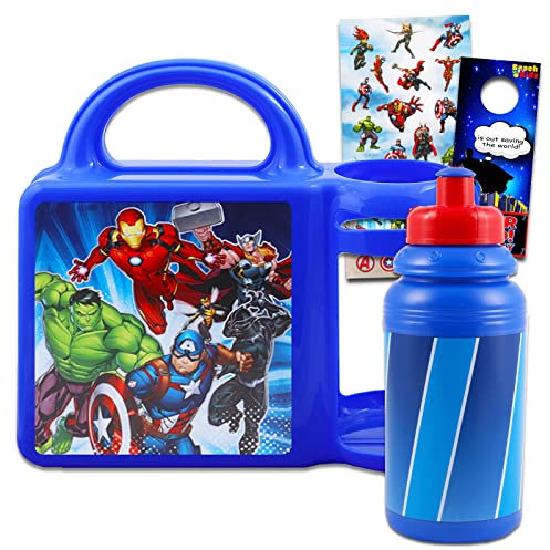 Marvel Store Marvel Avengers - Fiambrera y botella de agua para niños con caja de almuerzo y botella de agua para vengadores
