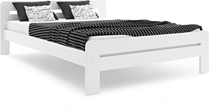 Interbeds Dallas Erwachsenen- oder Kinderbett 120x200cm Schlafzimmer mit Lattenrost (ohne Matratze) (Naturkiefer) (weiß)