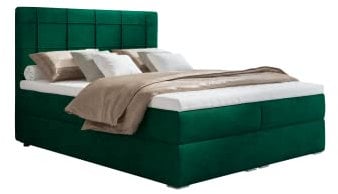MOONB- 3 | Bari 3 Boxspringbett mit Kopfteil 140x200, 2 Bettkästen und Topper - Doppelbett, Bonell-Matratz, Polsterbett, Bett, Betten, Bettgestell, Schlafzimmer (140 x 200 cm, Grün)