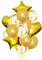 Geburtstags Luftballons Set 14 teilig - Konfetti, Herzen, Sterne, Luftballons - Folienballon zum Geburtstag Happy Birthday Kindergeburtstag Deko Hochzeit Party Deko Heliumballon Kopper-24 Gold