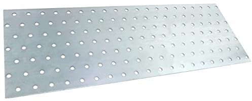 AERZETIX - C58314 - Juego de 2 Placas de montaje perforadas 140x400x2mm con 140 agujeros - en acero galvanizado Z275 - fijación de metal madera - color plata