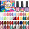 Purpledi UV Gel Nagellack Set, UV Nagellac, 39 Stück Gel Nagellack UV Farbgel Set, mit Unterlack & Glitzer Überlack & Matte Überlack, Farben Set Für NäGel Gel Nail Polish Farbgel GelnäGel Set