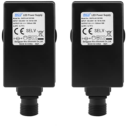 (2 PACK )Replacement 12V 1.5A Class 2 Power Supply,Outdoor Low Voltage Power Adapter,LED Adaptor Transformer Replacement for Christmas Tree, String Light, Fountain Lights, Inflatable Device