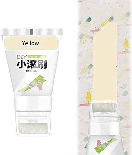 MROWCA Kleiner Rollenpinsel Latex Wandfarbe,100g White Wall Small Roller Pinselfarbe,DIY Wandfarbe Reparatur Wandpaste,Schmutzige Abdeckung Wandrenovierung Reparatur Wandfarbe (Gelb)