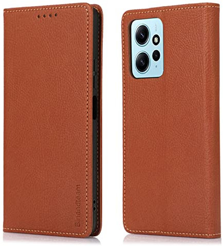 binandteam Cover per Xiaomi Redmi Note 12 4G Custodia in Pelle Libro Flip per Smartphone, con Slot per Tessere e Supporto Pieghevole per Cover Xiaomi Redmi Note 12 4G - Marrone