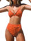 CUPSHE Damen Bikini Set Triangel Wellenkanten High Waist Bademode Jacquard Blumenmuster Zweiteiliger Badeanzug Swimsuit Korallenorange XL