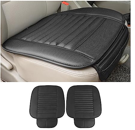 zipelo Autositzbezüge für Vordersitze, atmungsaktives Leder, rutschfest, Fahrersitzpolster mit Aufbewahrungstaschen, universelle Auto-Innendekoration für die meisten Fahrzeuge, 2 Stück (Schwarz)