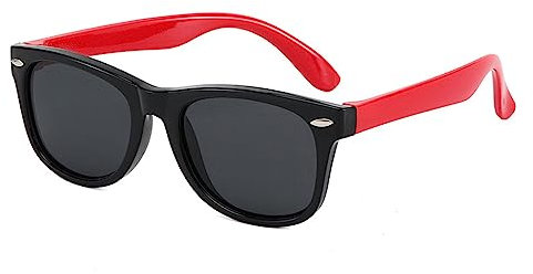 DRERIO Kinder Sonnenbrille - Flexible Rahmen, Polarisiert, Silikon, UV-Schutz für Jungen und Mädchen (3-8 Jahre) - Schwarz-Rot