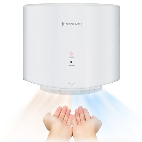 modunful Asciugamani Elettrico Compatto, Asciugamani Automatico Professionale, Asciugamani a Parete Commerciali per Bagno e Servizi igienici 1200W 220-240V, con Filtro Bianco