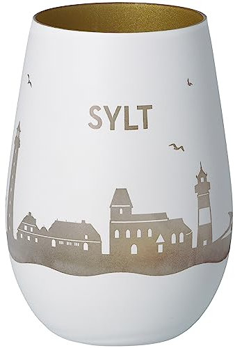 Goodtimes Windlicht Sylt Skyline (Weiß & Gold)