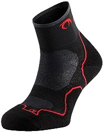 Lurbel Desafío Three – Calcetines de trail running unisex, Calcetin transpirable, antiampollas y antiolor, Calcetines con amortiguación, Calcetin tobillero para trail. (36-38, Negro/Rojo)